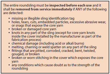 Polyester Roundslings Use and Care Table 1