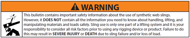 Synthetic Web Sling Use and Care Warning