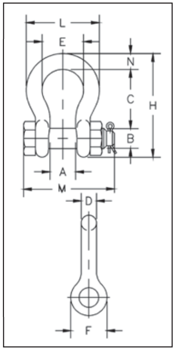 Crosby Bolt Type Shackles G 2130 diagram
